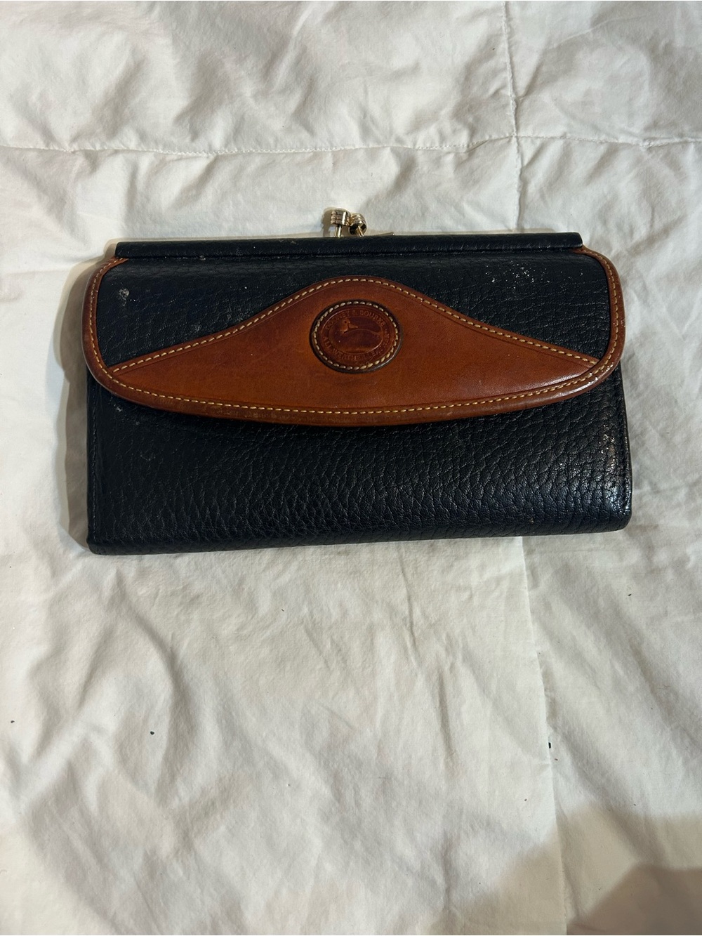 Dooney & Bourke Black Wallet with Brown Leather Trim